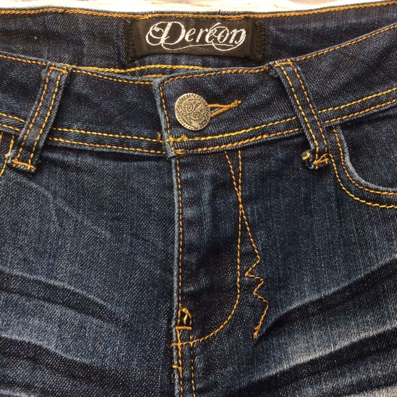 Dereon Beyonce Jeans Women’s Size 7/8 Skinny Whiskering Tapered Leg Embellished - Picture 7 of 10